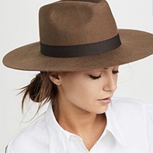 Madewell Biltmore Straight Brim Wool Fedora Hat small medium black ribbon boho